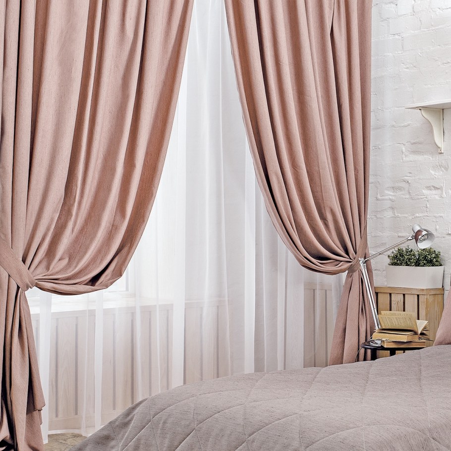 Шторы бежево розовые