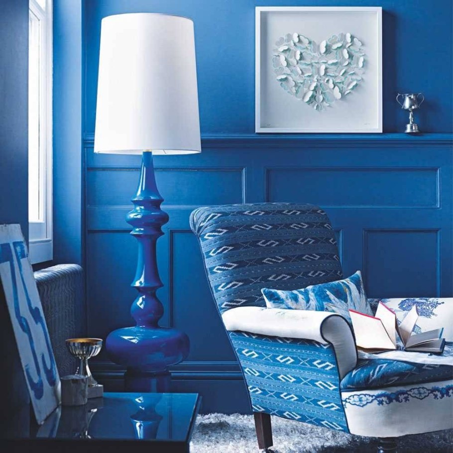 Синие стены в интерьере