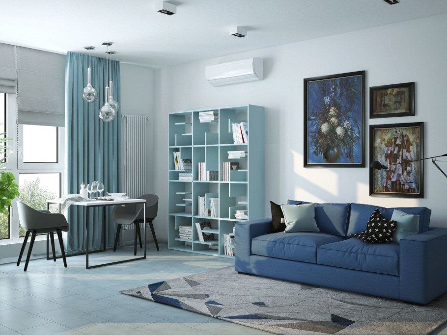Гостиная в голубых тонах