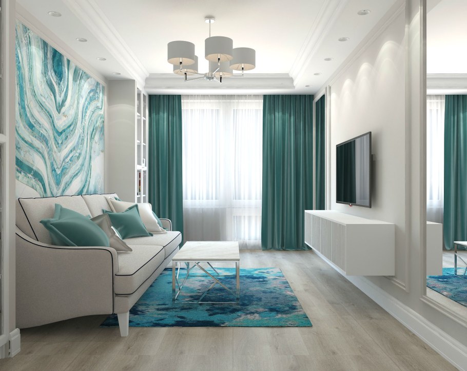 Интерьер в голубых тонах