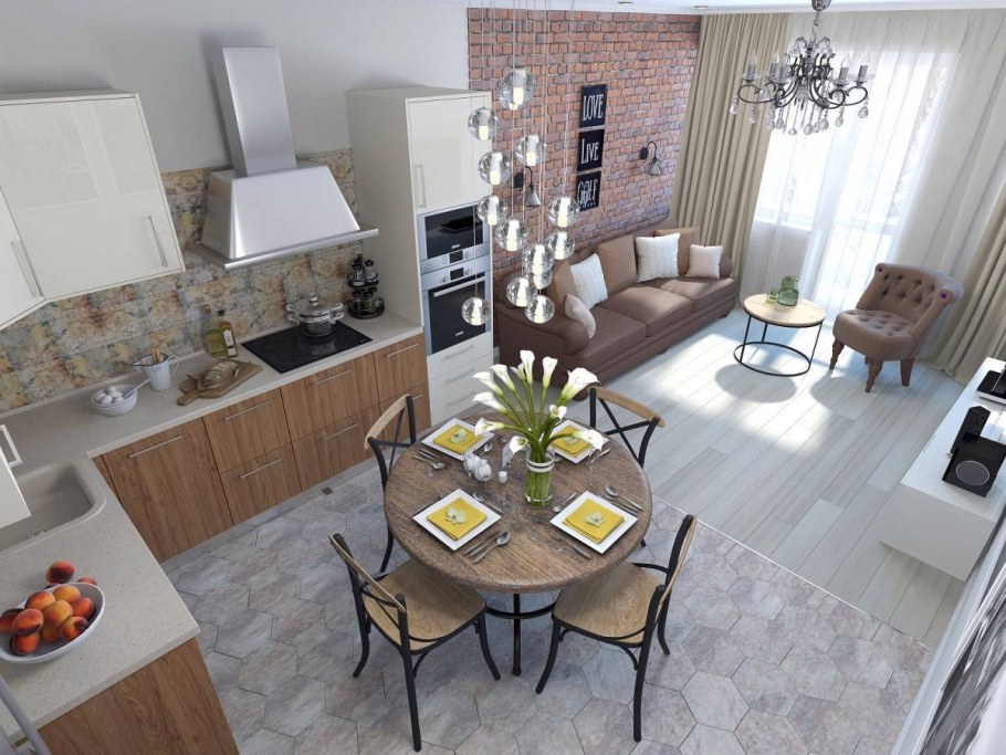 Кухня-столовая-гостиная планировка