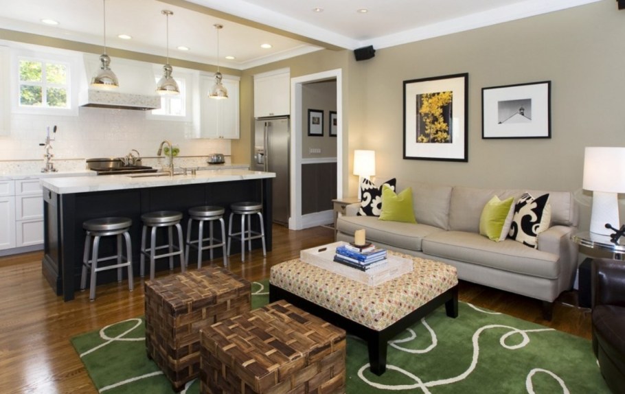 Зонирование кухни-гостиной 20 кв.м