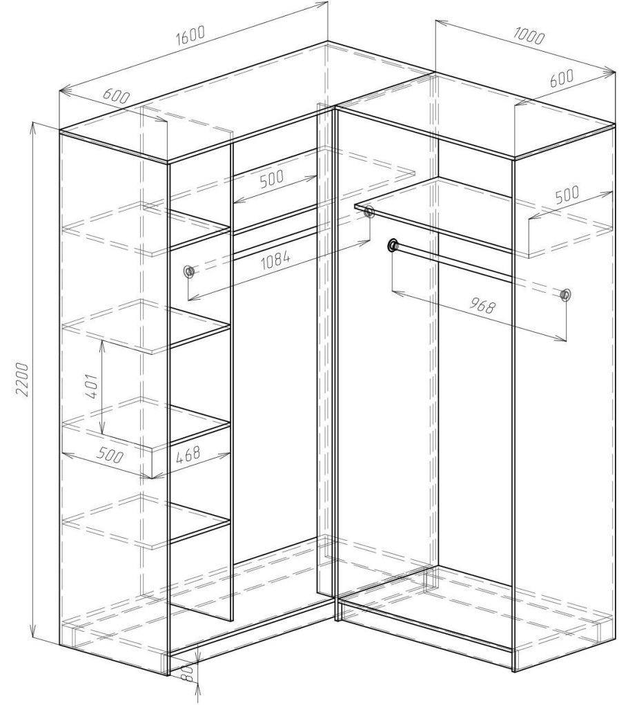 Угловой шкаф 1400х1400