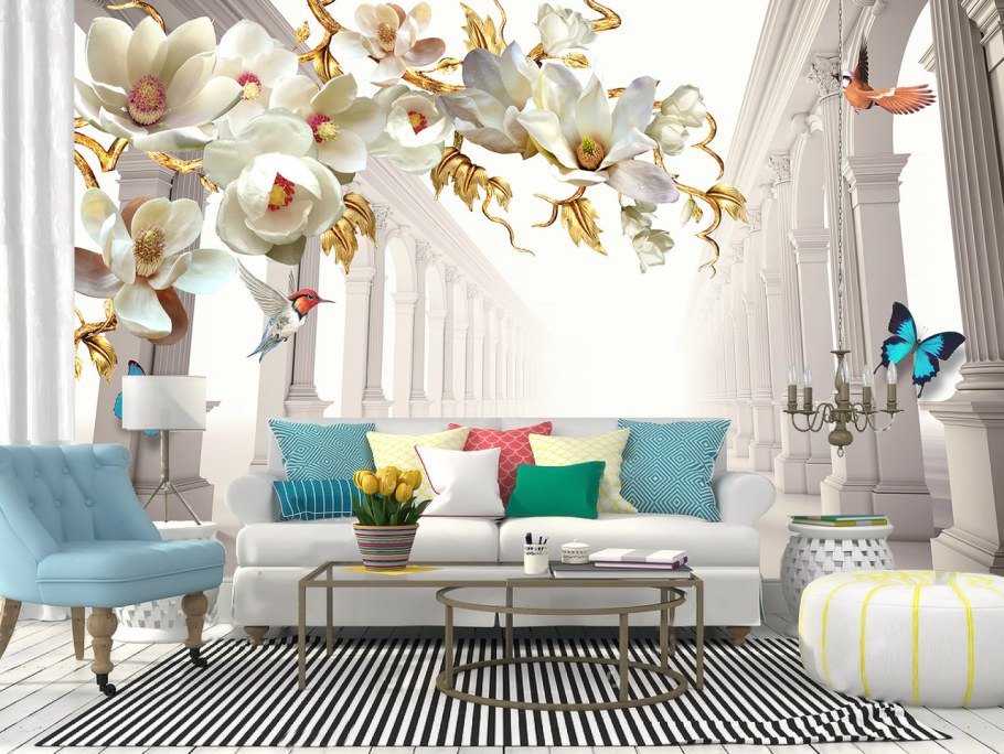 Фотообои 3д для стен в гостиную