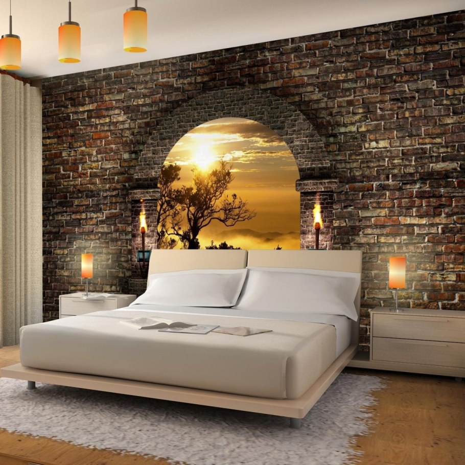 Кирпичная стена в интерьере