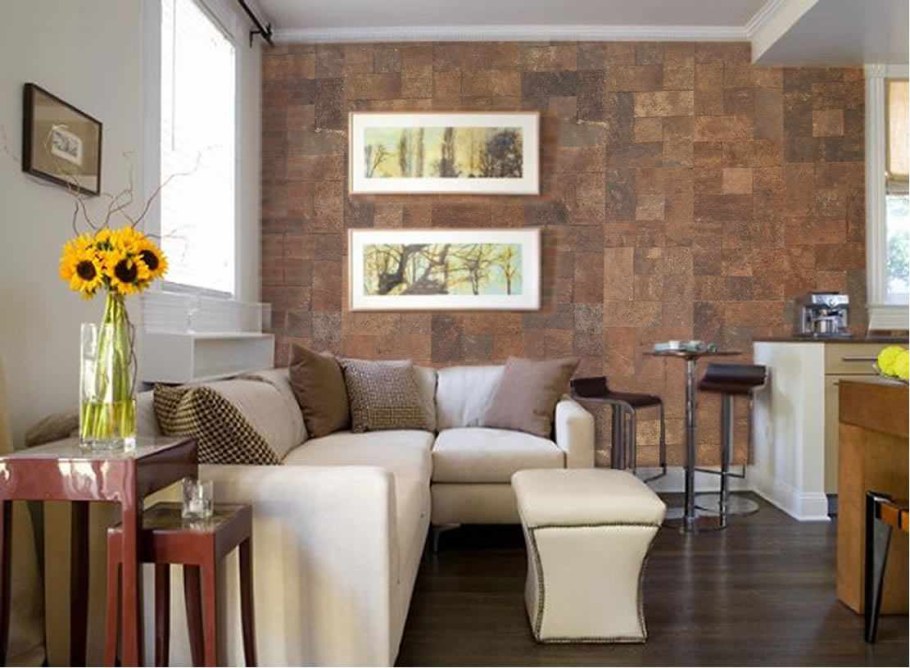 Гостиная с кирпичной стеной