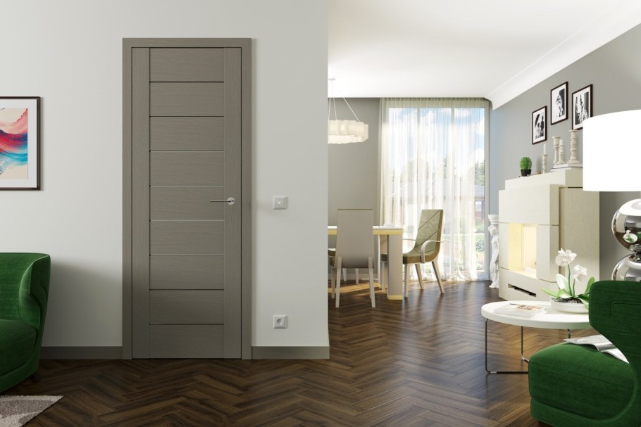 Двойная межкомнатная дверь с экошпоном Браво-22 Nordic Oak/Magic Fog