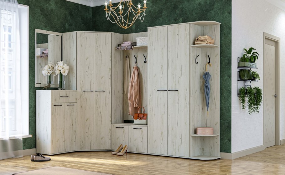 Памир прихожая Италия цвет дуб крафт белый