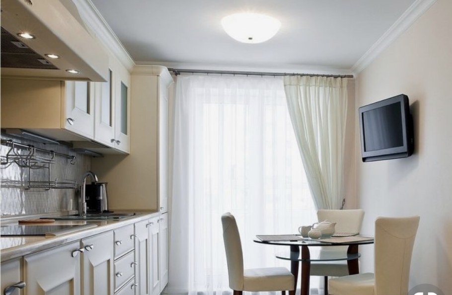 Портьеры в интерьере кухни