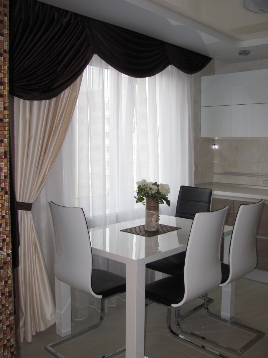 Шторы в интерьере кухни