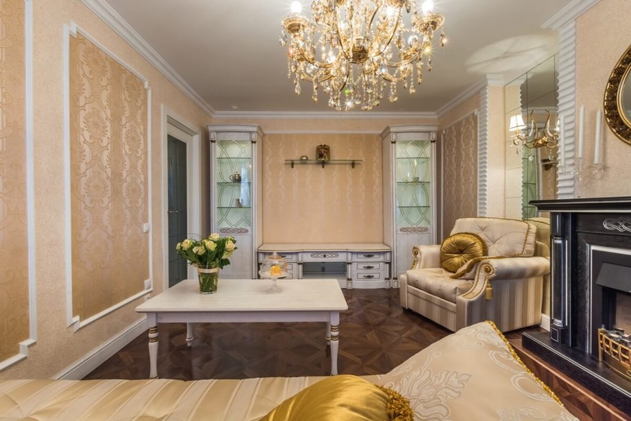 Обои в классическом стиле в интерьере