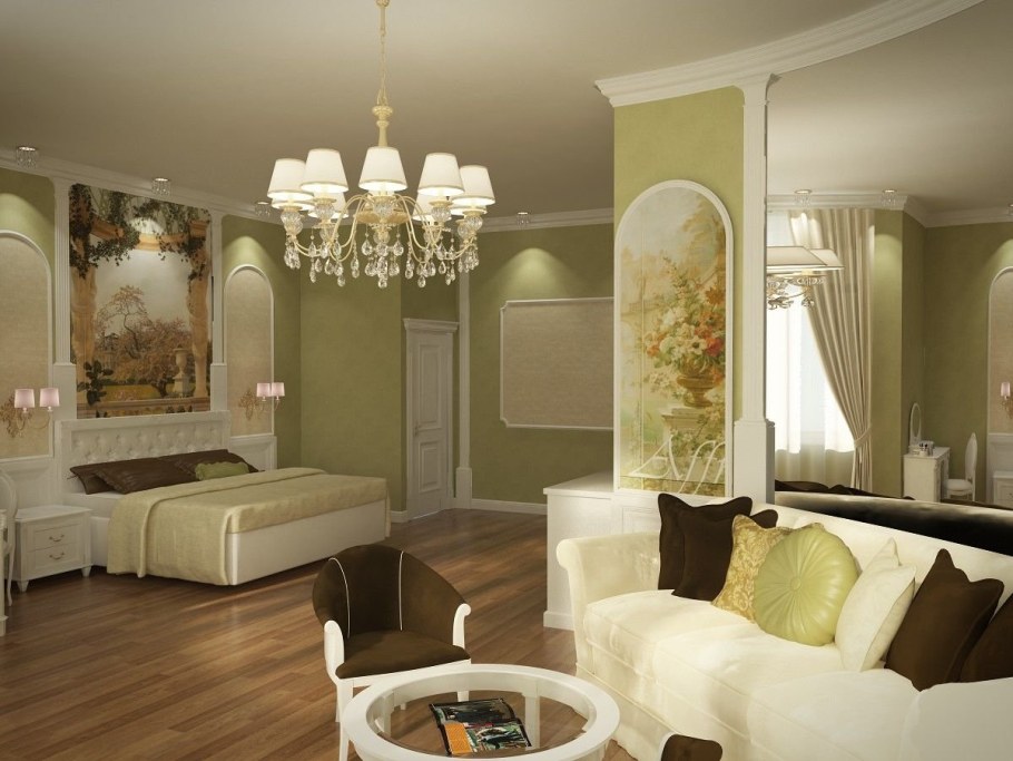 Фрески в интерьере гостиной