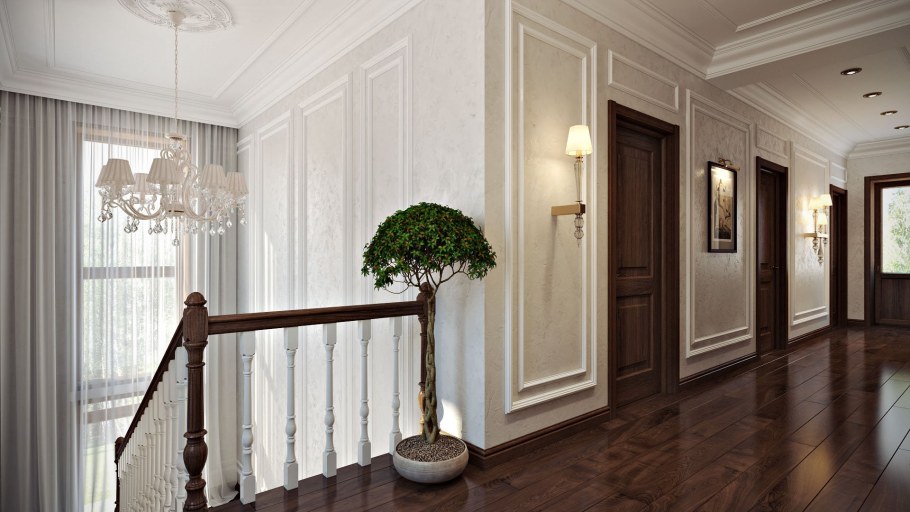 Панели буазери в коридоре