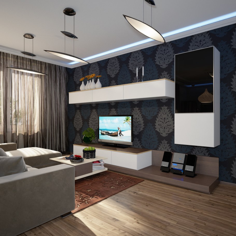 Интерьер гостиной 18кв м