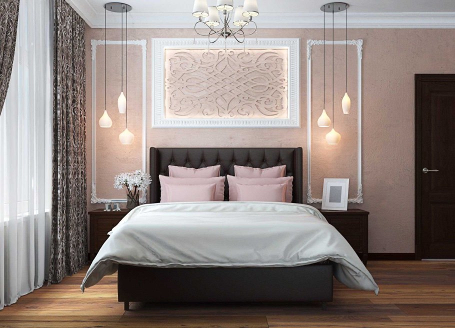 Молдинги в интерьере спальни