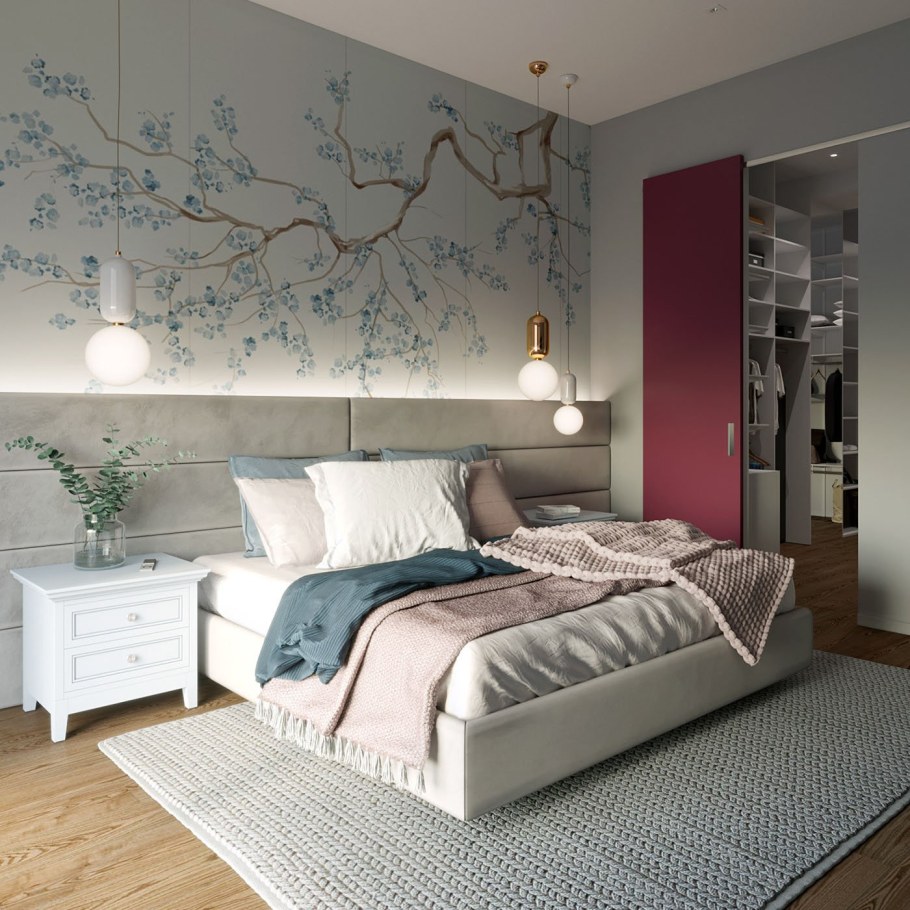 Яркая спальня в современном стиле