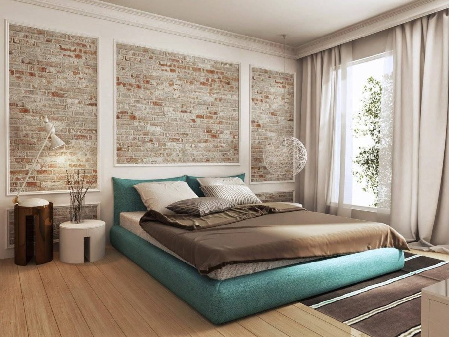 Отделка стены у изголовья кровати