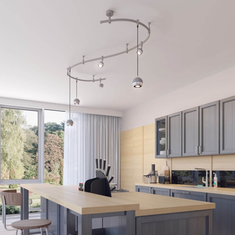 Трековые светильники на кухне
