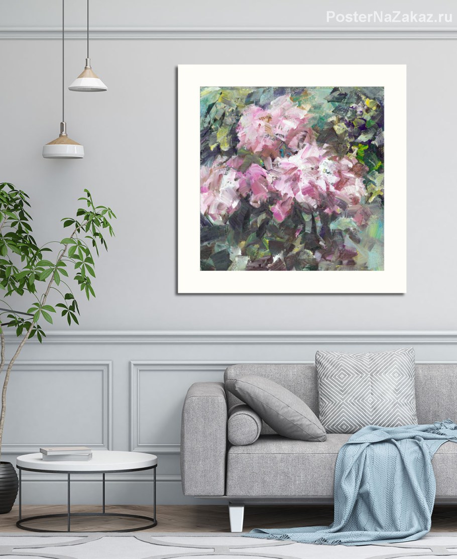 Картины с пионами в интерьере