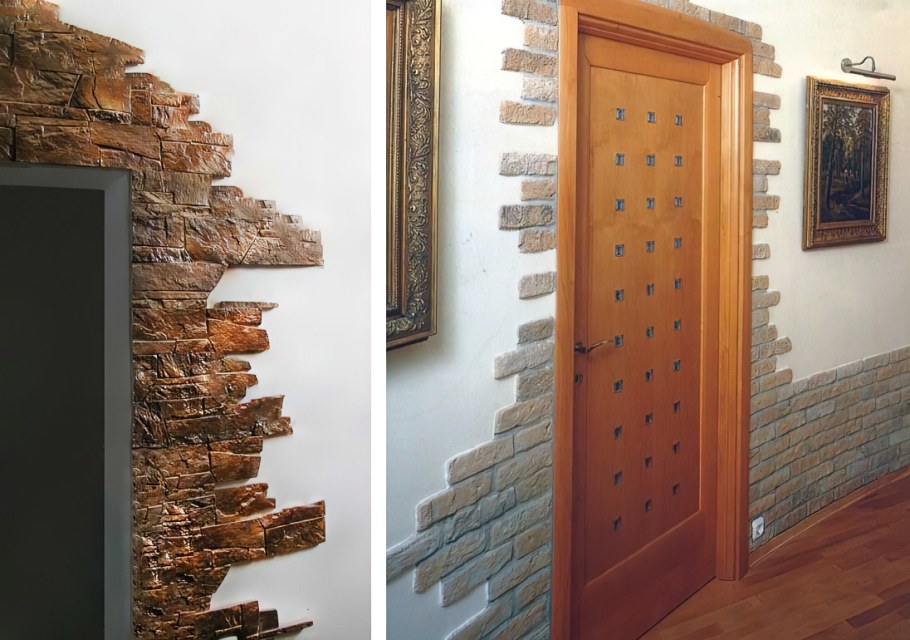 Отделка прихожей декоративным камнем