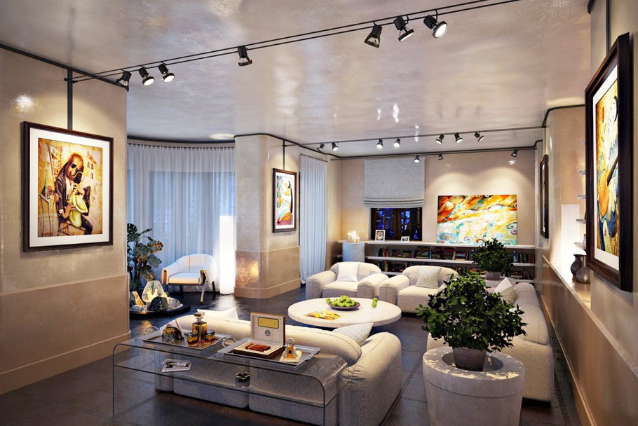 Современное освещение в гостиной