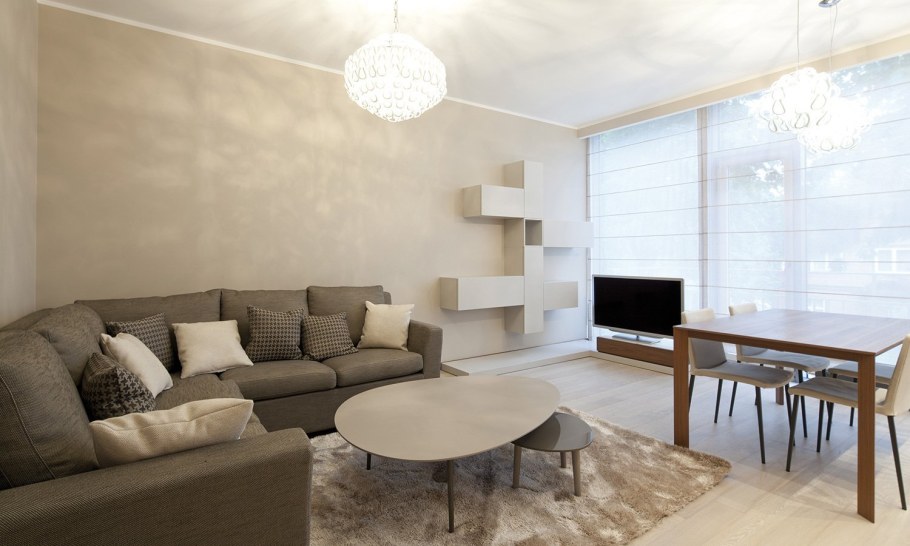 Декоративная штукатурка в интерьере гостиной
