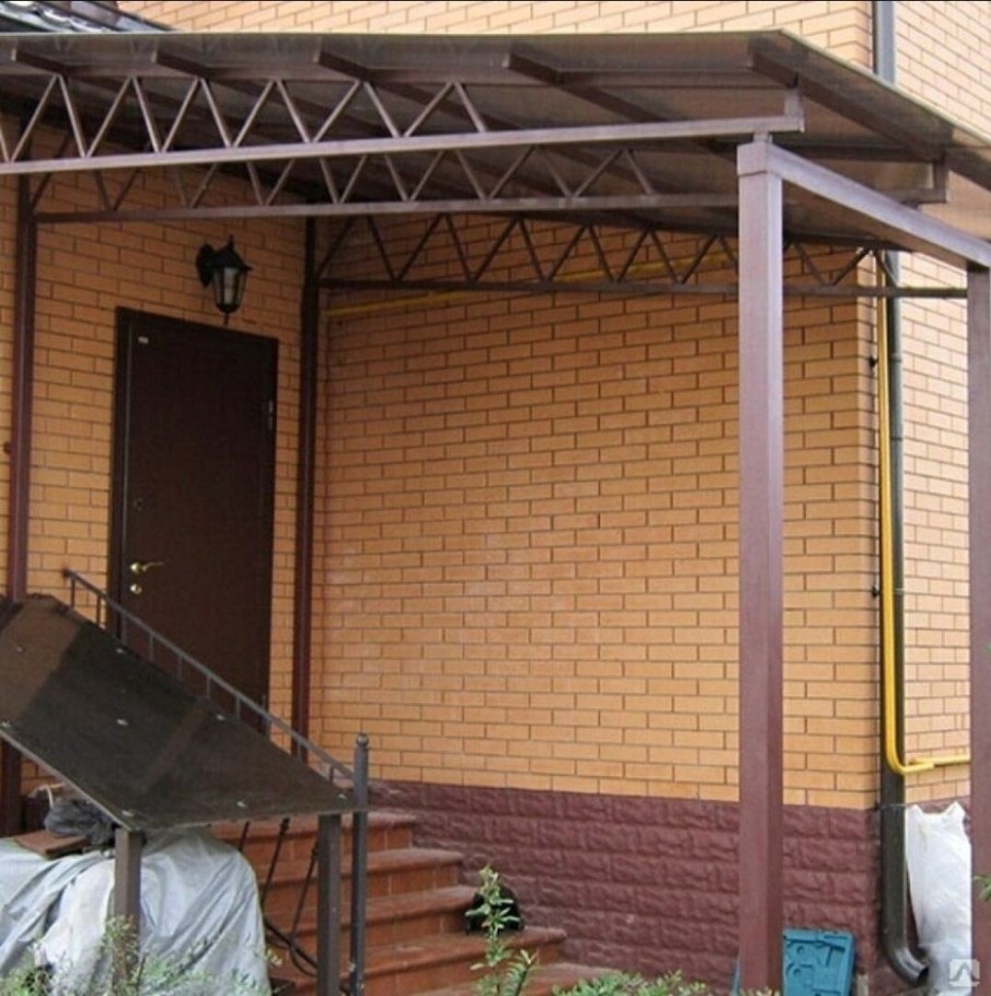 Навес над крыльцом из металлопрофиля