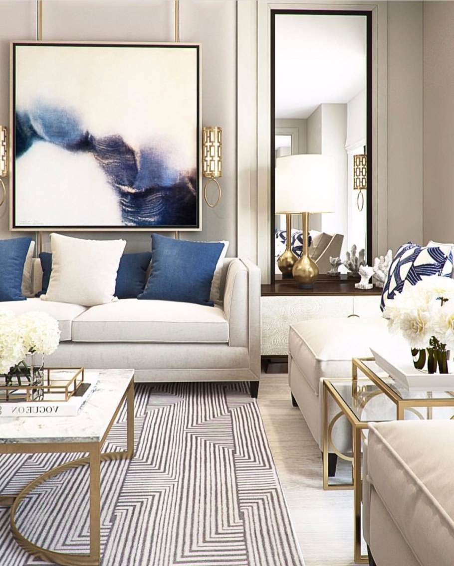 Серо голубая гостиная