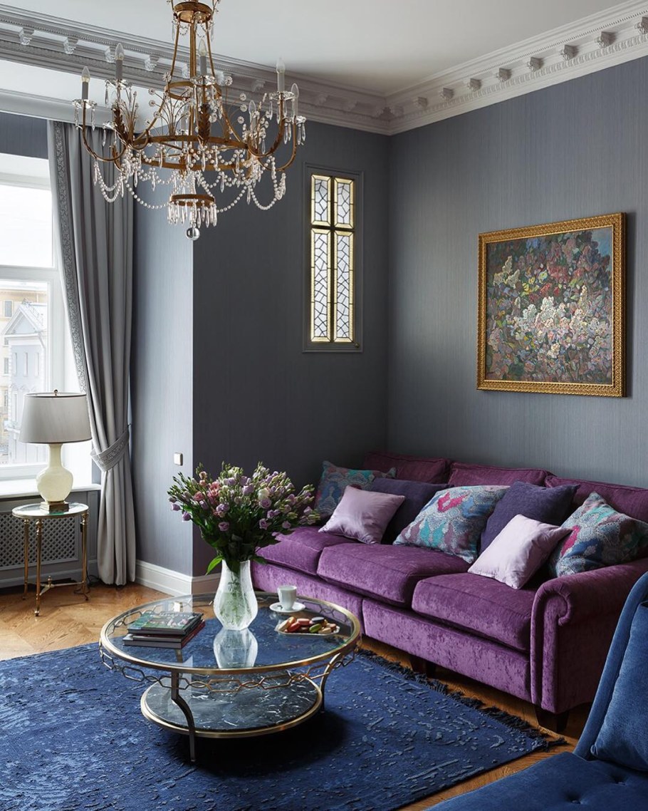 Серо фиолетовый интерьер