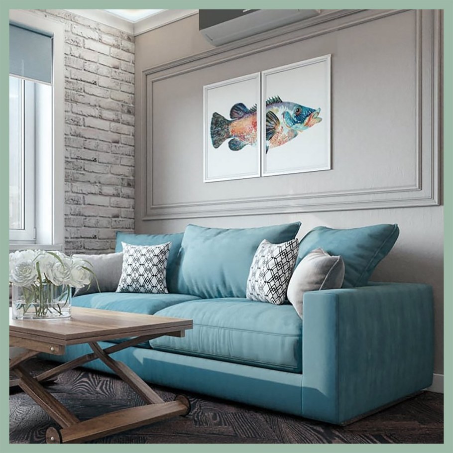 Бирюзовый диван в интерьере