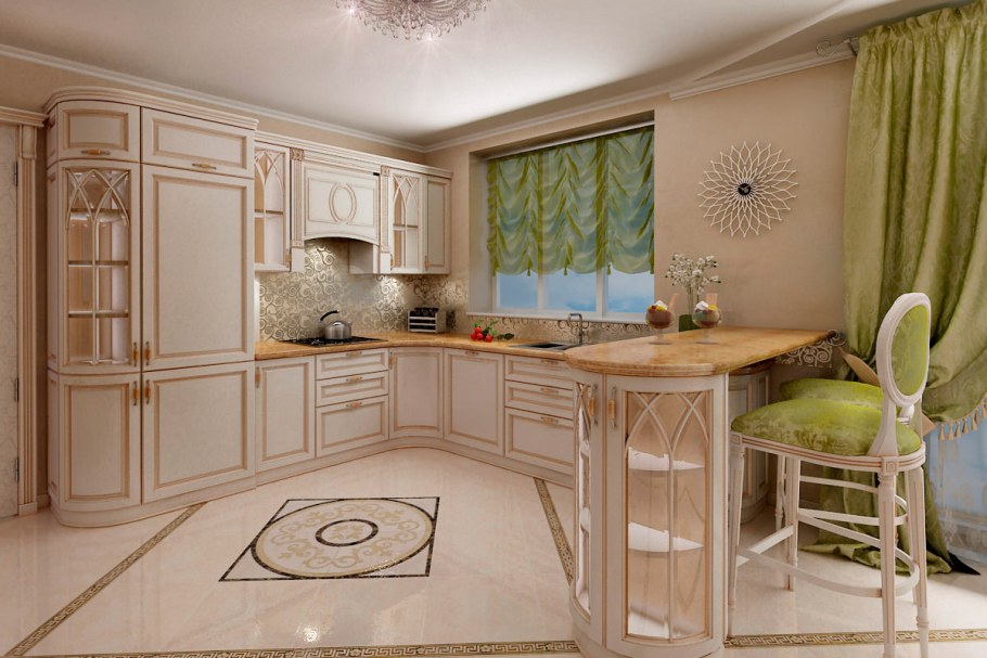 Кухни в классическом стиле в светлых тонах