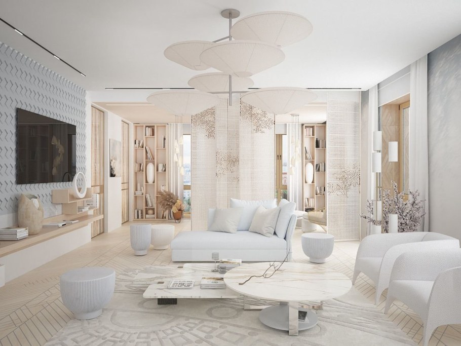 Светлый интерьер гостиной