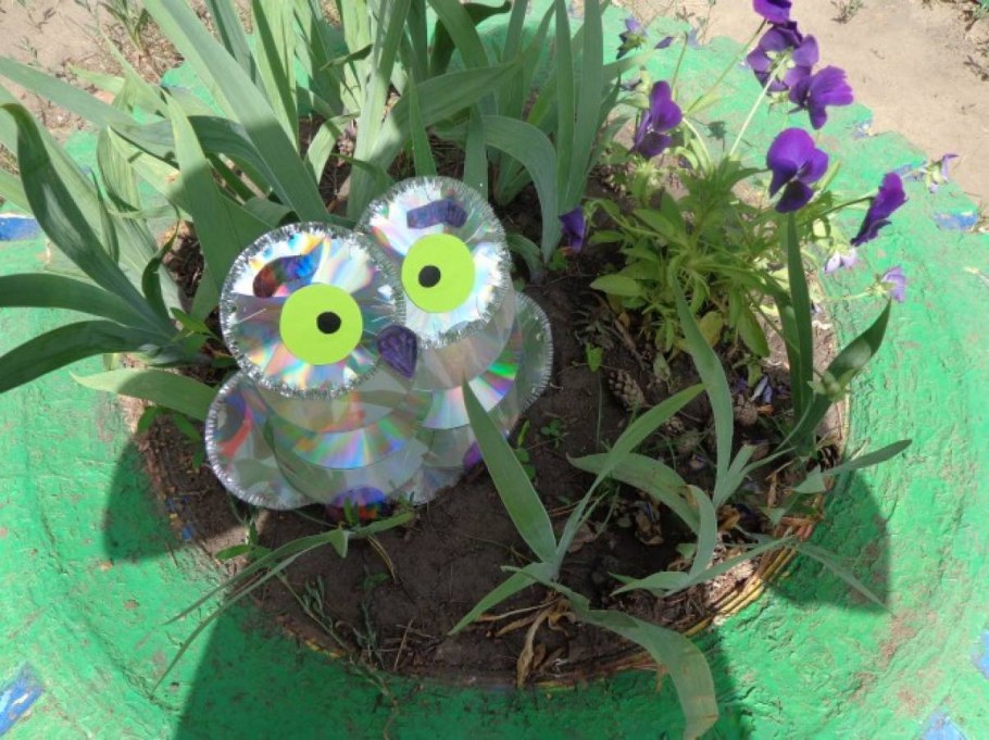 Декор для сада из дисков