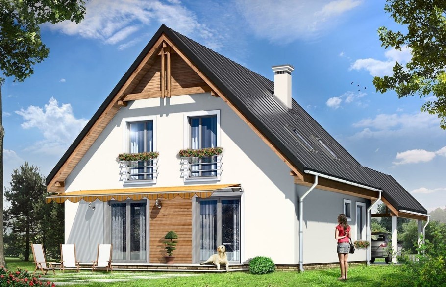 Дом 2 этажа мансарда двускатная крыша