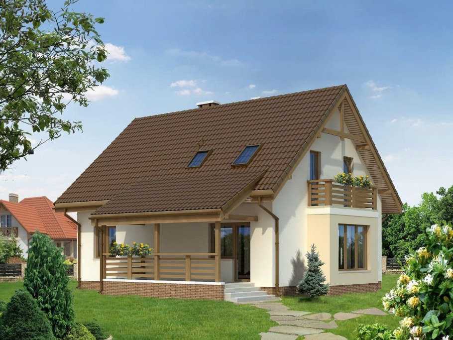 Дом с мансардой и террасой