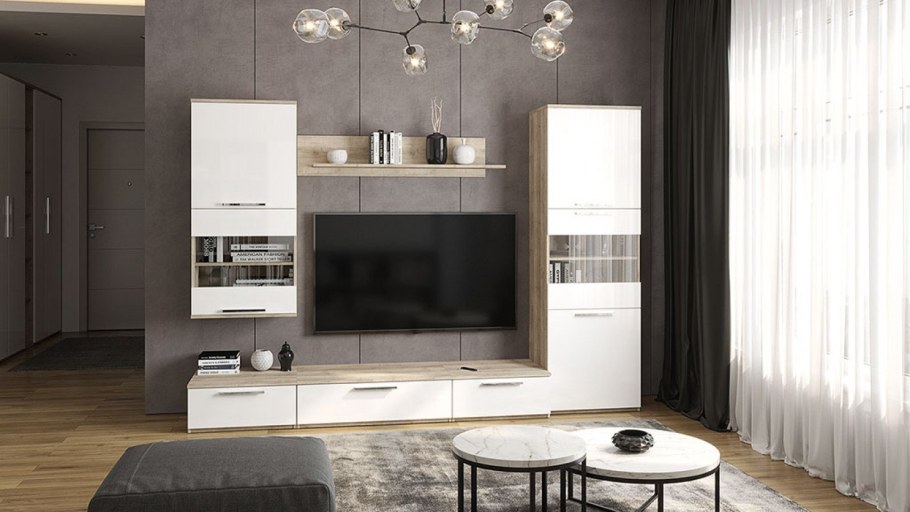 Мебель дуб серый крафт/белый глянец