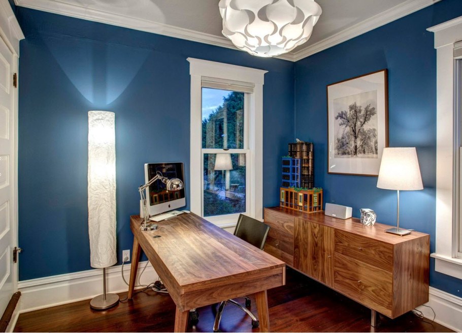 Темно синие стены в интерьере