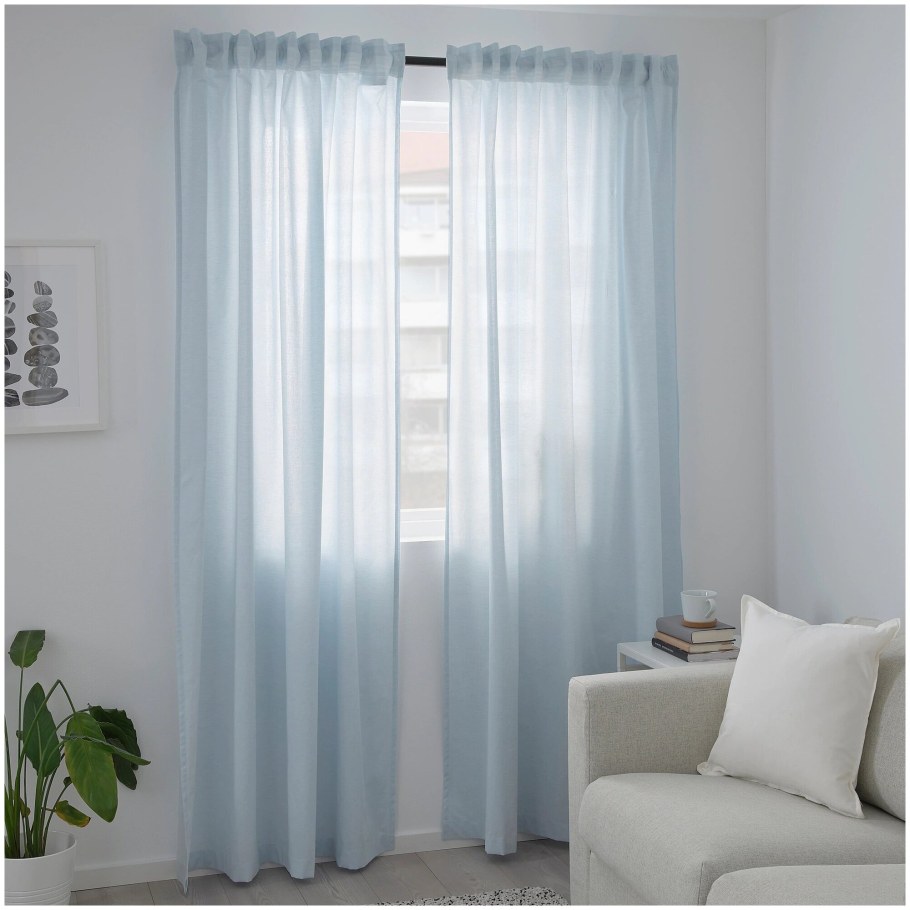 Гардины икеа голубые