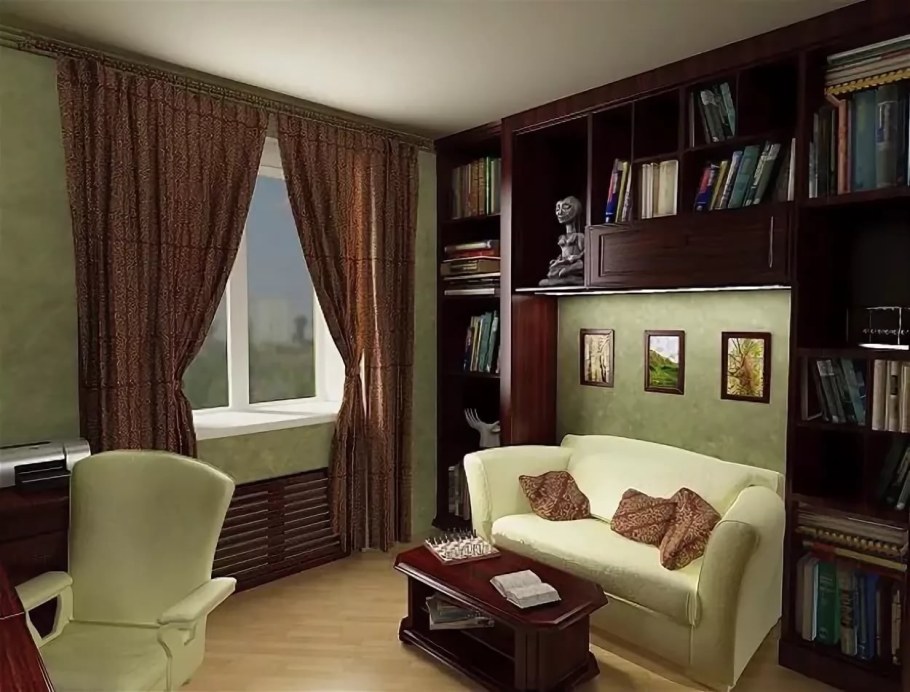 Комната кабинет с диваном