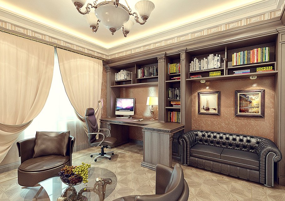 Интерьер кабинета в частном доме