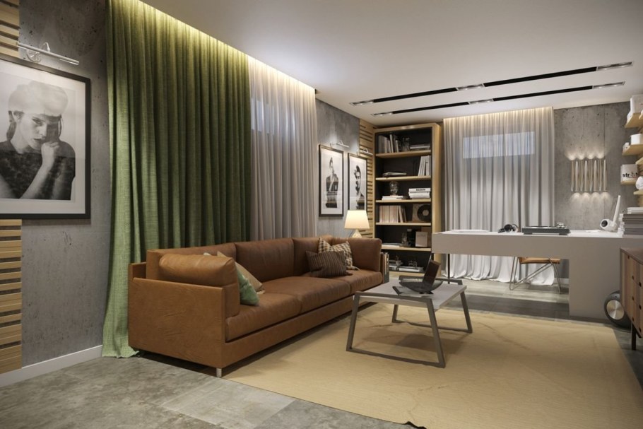 Гостиная комната с кабинетом