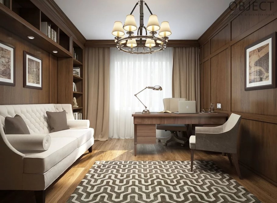 Кабинет в коричневых тонах