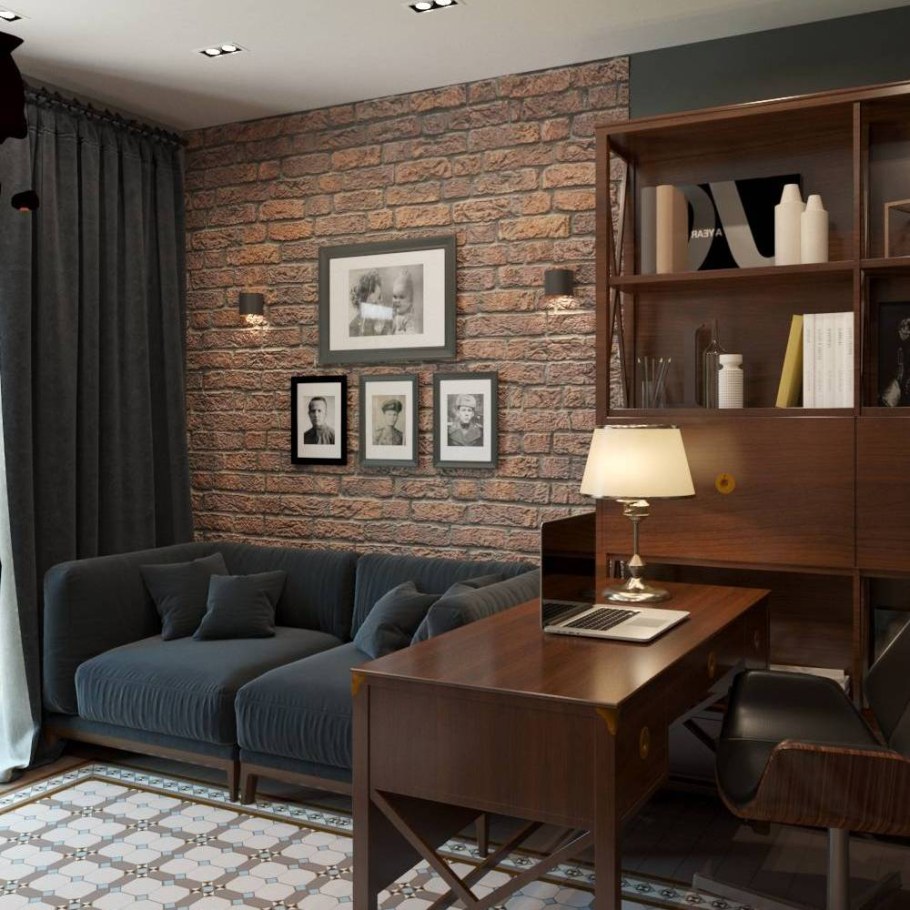 Интерьер кабинета в стиле лофт