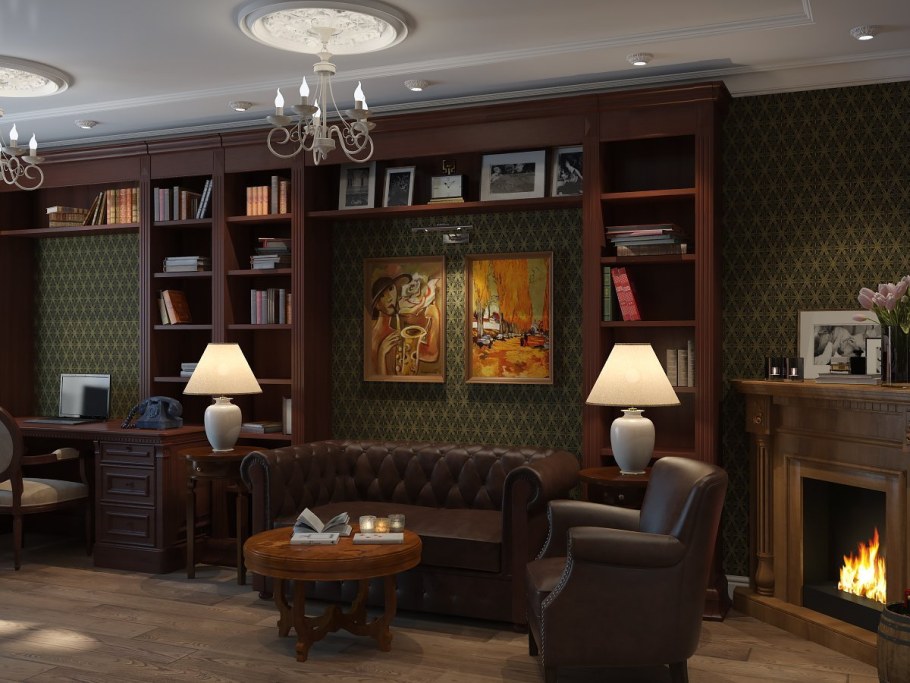 Кабинет интерьер староанглийский