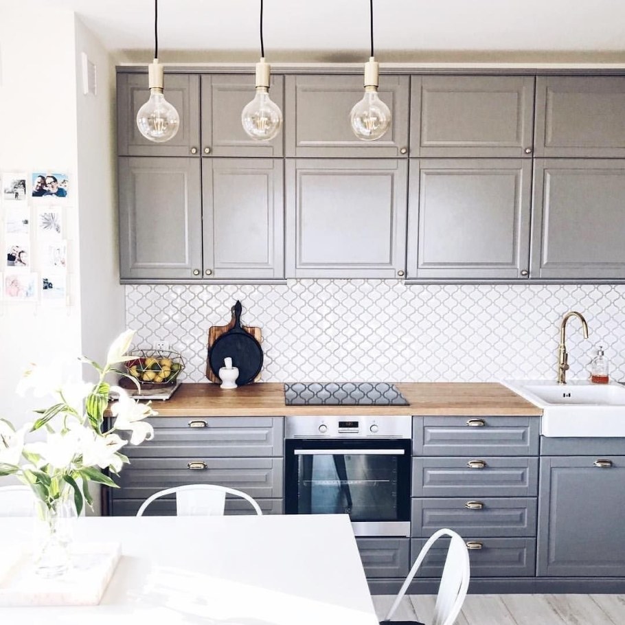 Кухня икеа Будбин серая