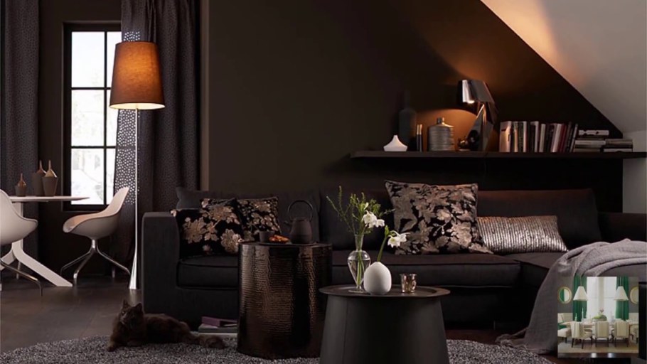 Коричневые стены в интерьере