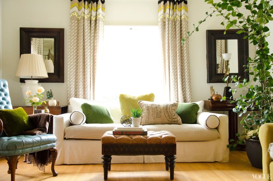 Зеленый с коричневым в интерьере