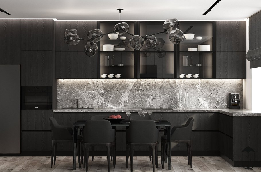 Черная современная кухня