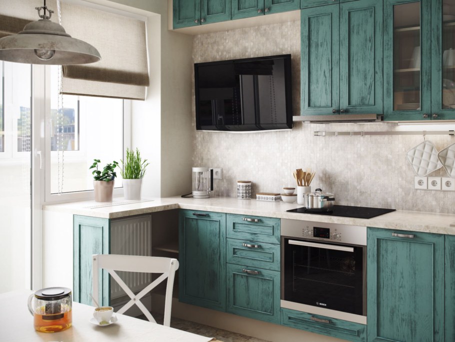 Кухня в бирюзовом цвете
