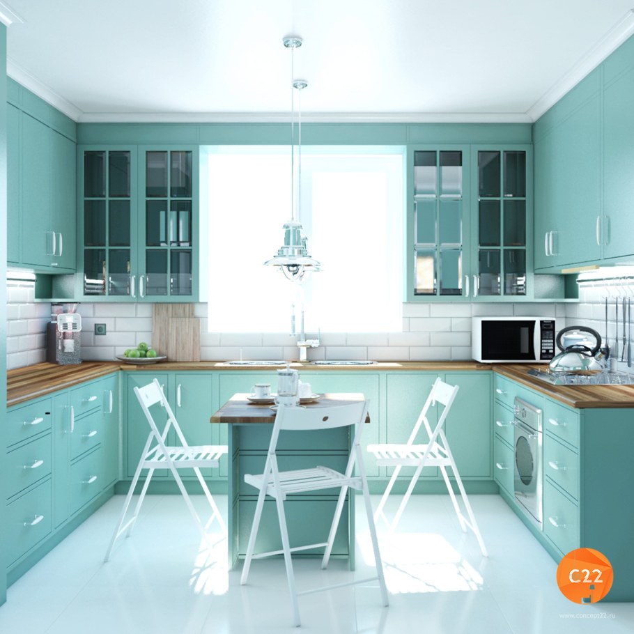 Бирюзовая кухня фон